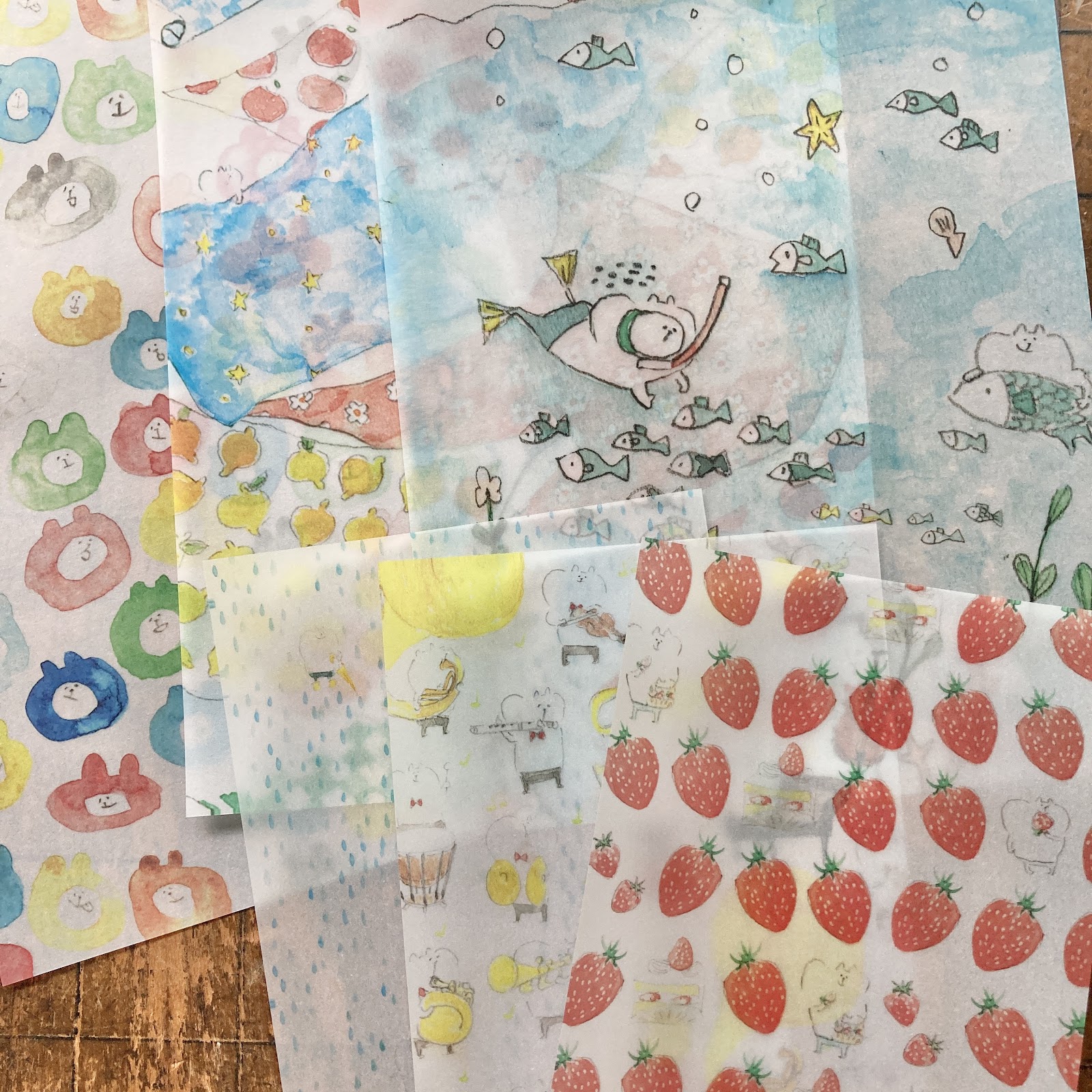 夏の透けるデザインペーパーセット