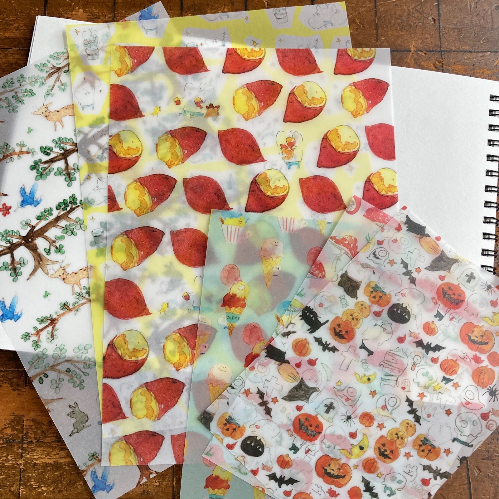 秋の透けるデザインペーパーセット