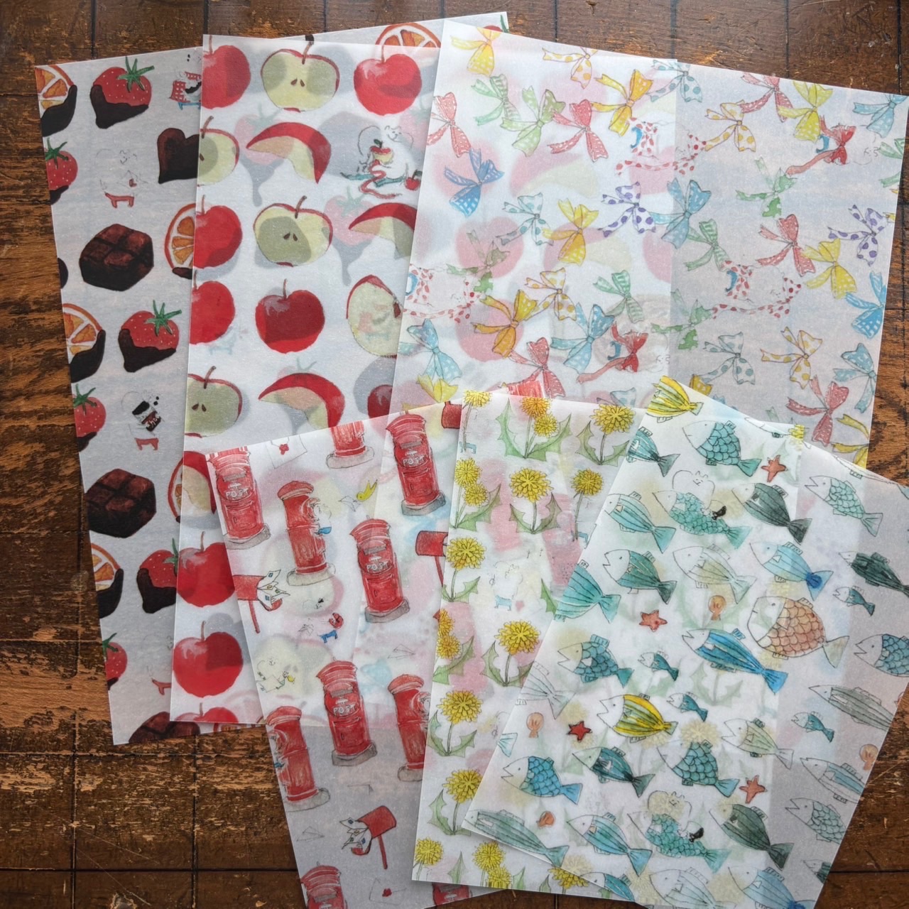 りんごの透けるデザインペーパーセット