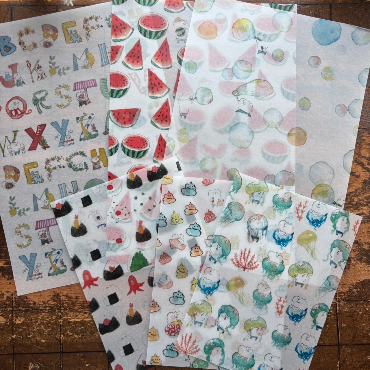 スイカの透けるデザインペーパーセット